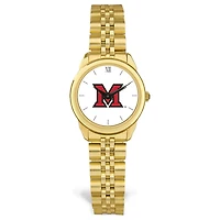 Women's Gold Miami University RedHawks Rolled Link Watch