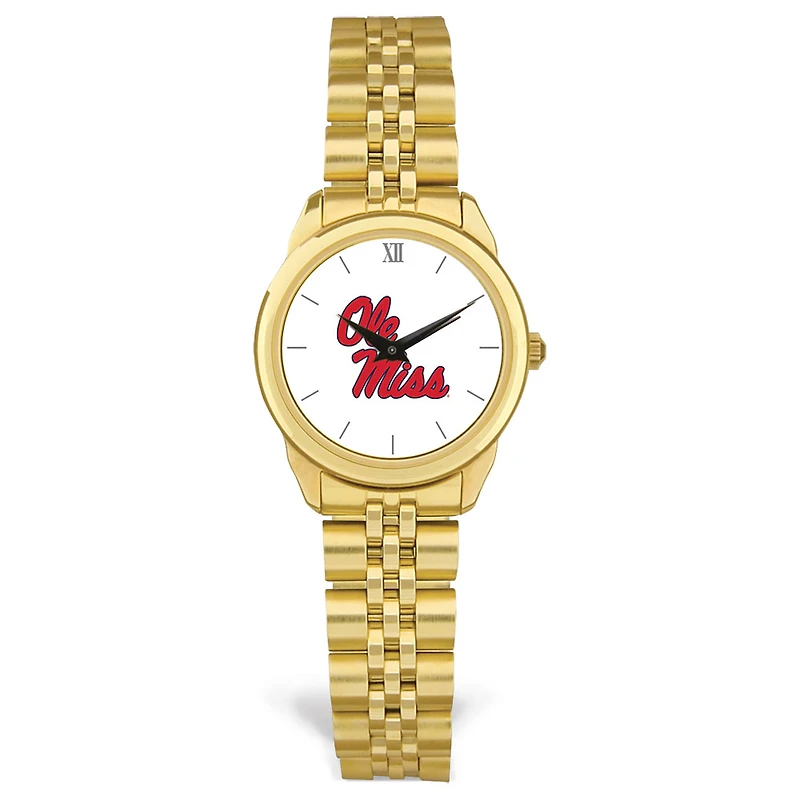 Women's Gold Ole Miss Rebels Rolled Link Watch