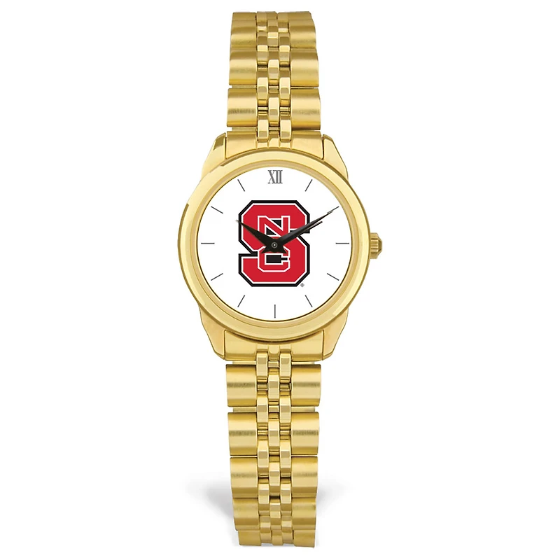 Women's Gold NC State Wolfpack Rolled Link Watch