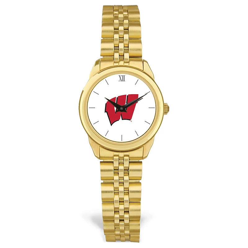 Women's Gold Wisconsin Badgers Rolled Link Watch