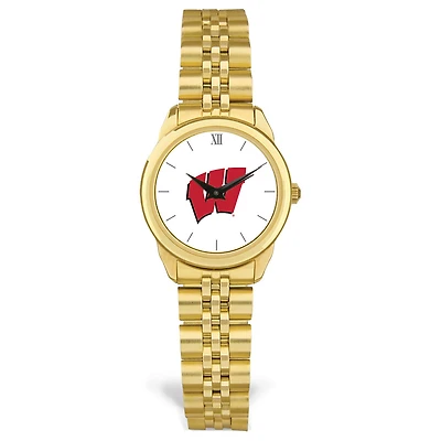 Women's Gold Wisconsin Badgers Rolled Link Watch