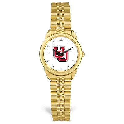 Women's Gold Utah Utes Rolled Link Watch