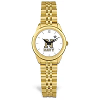 Women's Gold Navy Midshipmen Rolled Link Watch