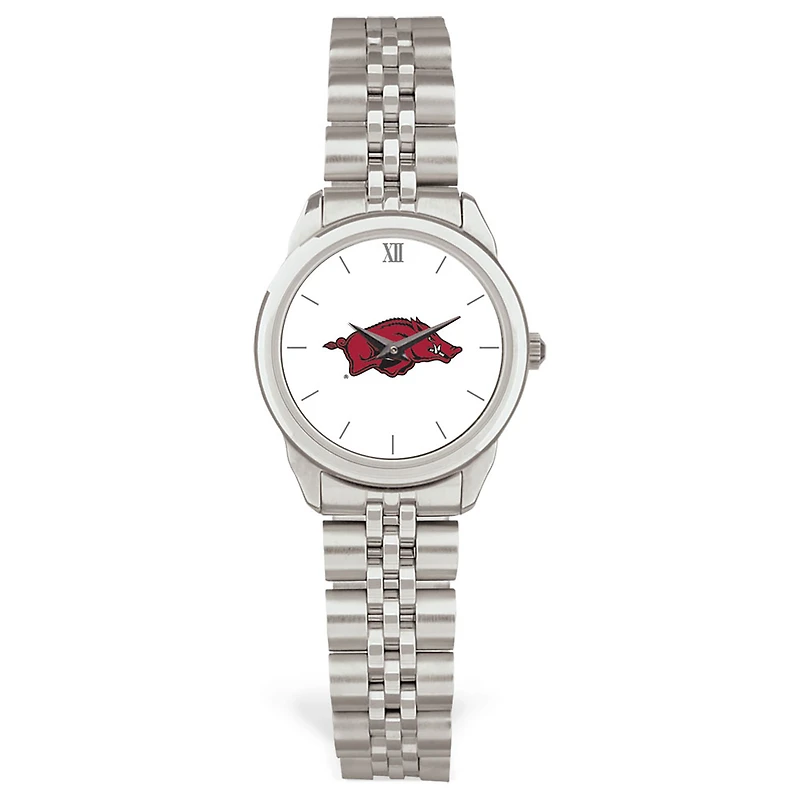Women's Silver Arkansas Razorbacks Rolled Link Watch