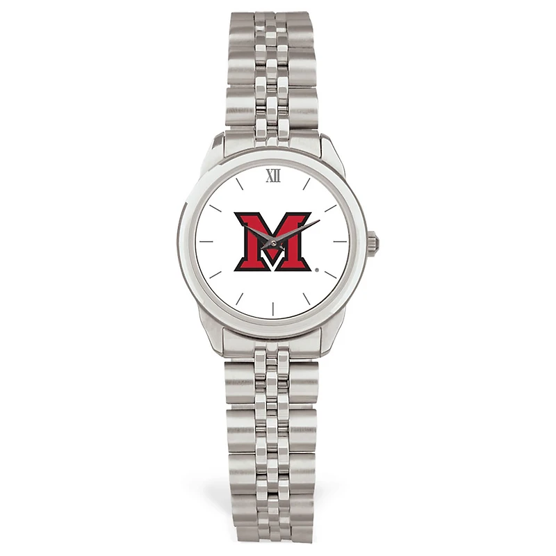 Women's Silver Miami University RedHawks Rolled Link Watch