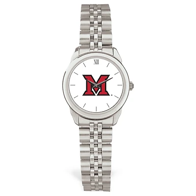 Women's Silver Miami University RedHawks Rolled Link Watch