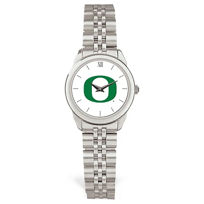 Women's Silver Oregon Ducks Rolled Link Watch