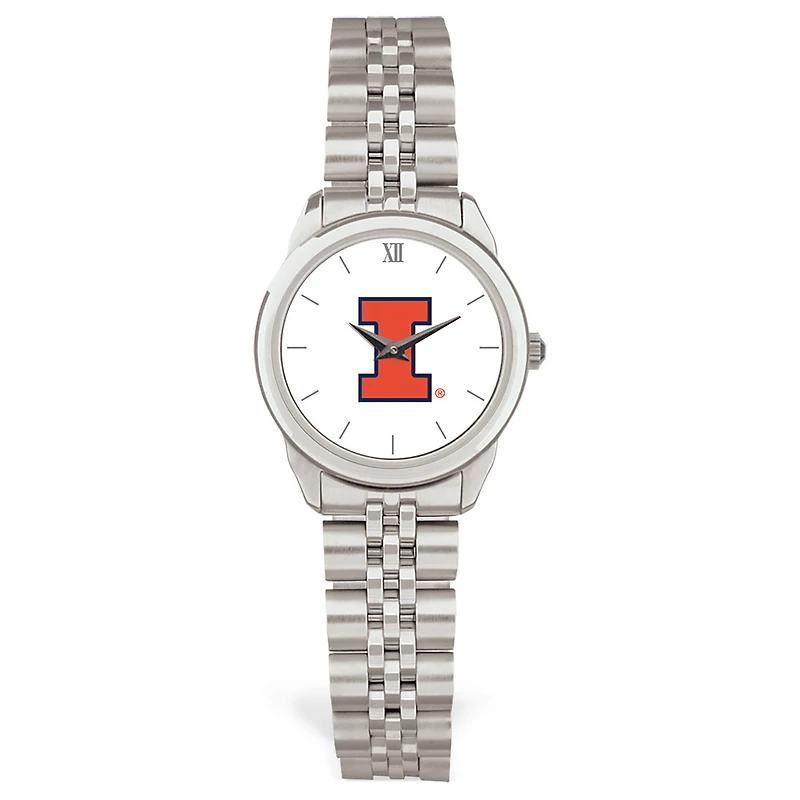 Women's Silver Illinois Fighting Illini Rolled Link Watch
