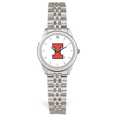 Women's Silver Illinois Fighting Illini Rolled Link Watch