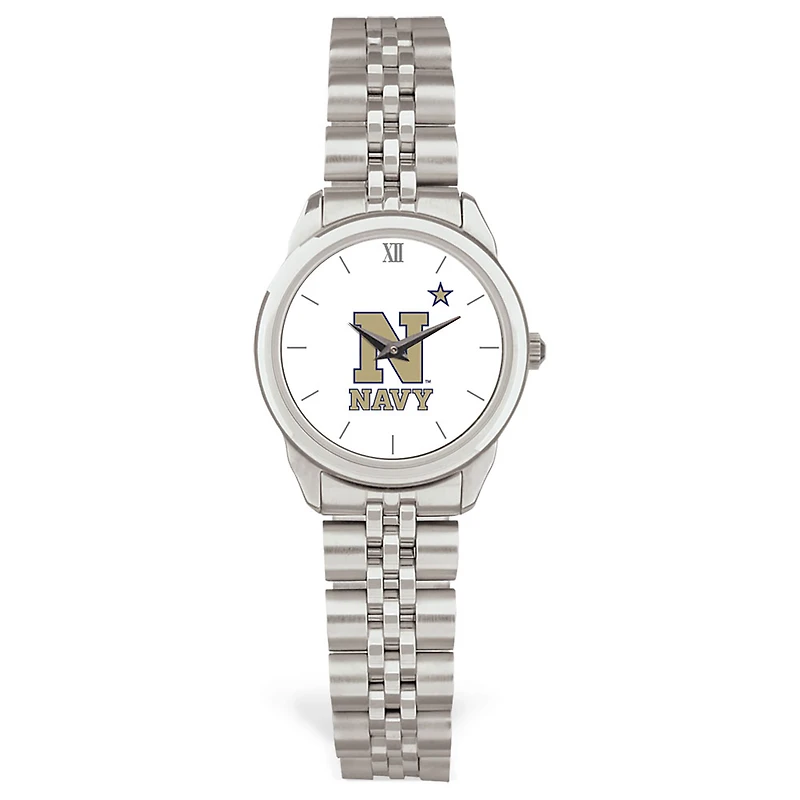 Women's Silver Navy Midshipmen Rolled Link Watch