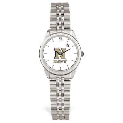 Women's Silver Navy Midshipmen Rolled Link Watch