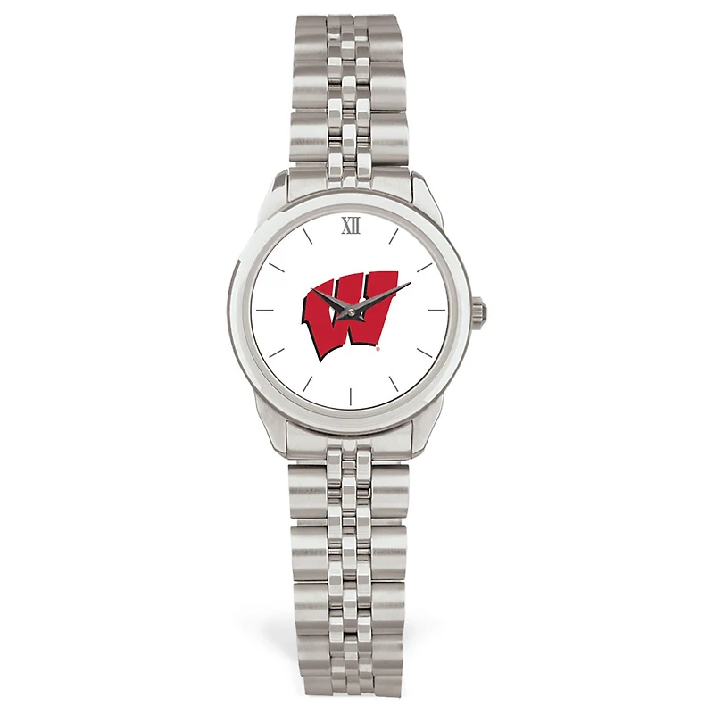 Women's Silver Wisconsin Badgers Rolled Link Watch