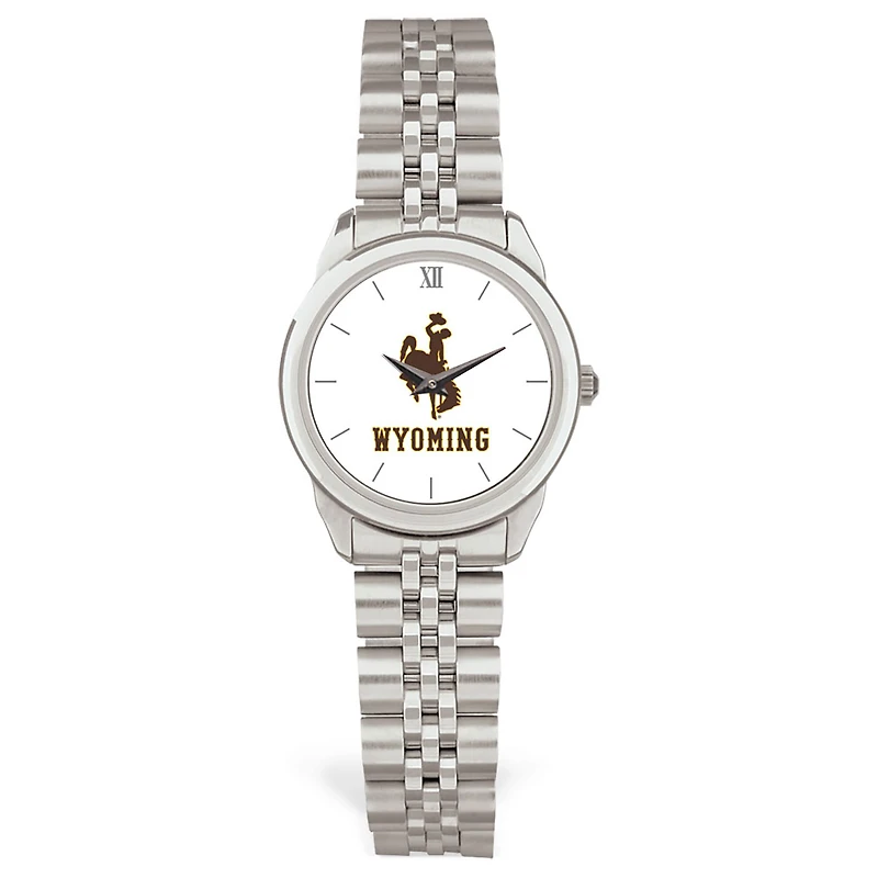 Women's Silver Wyoming Cowboys Rolled Link Watch