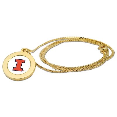 Gold Illinois Fighting Illini Pendant Necklace