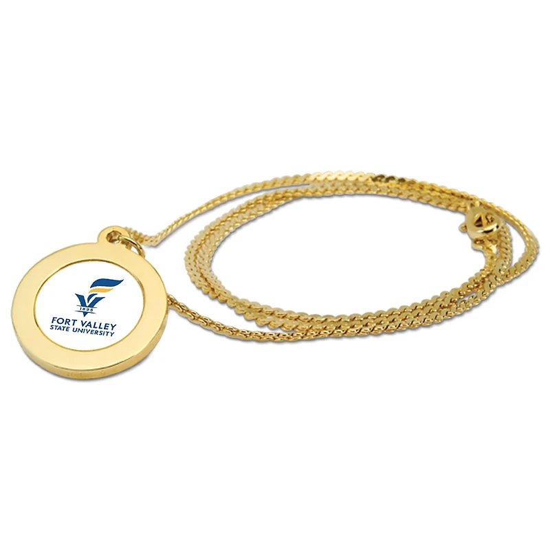 Gold Fort Valley State Wildcats Pendant Necklace