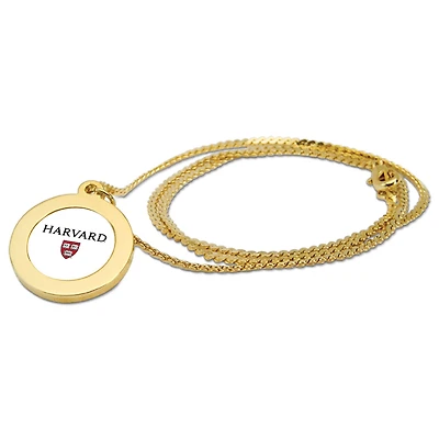 Gold Harvard Crimson Pendant Necklace
