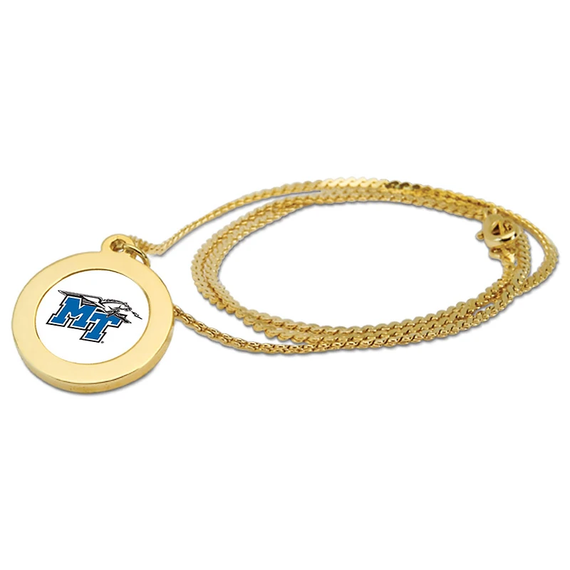 Gold MTSU Blue Raiders Pendant Necklace