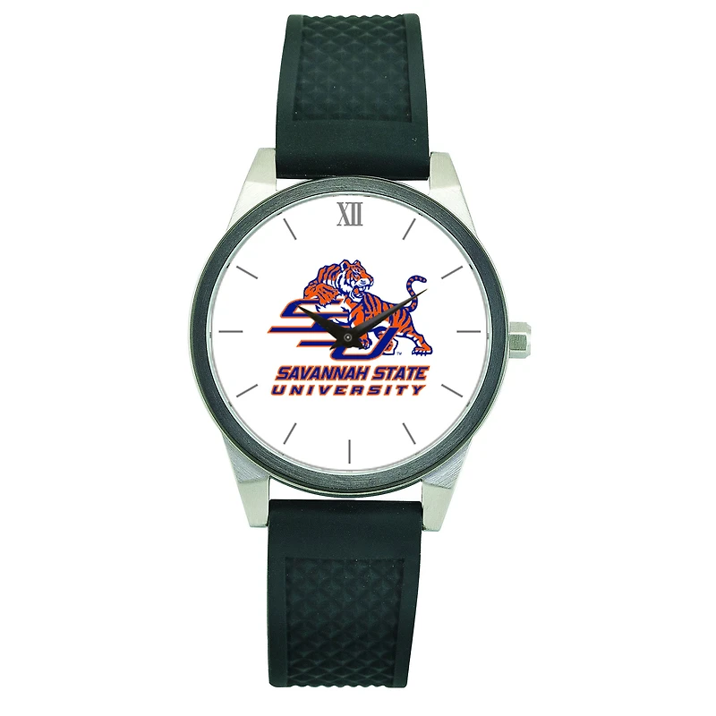 Women's Black Savannah State Tigers Silicone Strap Wristwatch