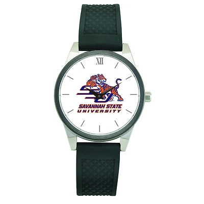 Women's Black Savannah State Tigers Silicone Strap Wristwatch