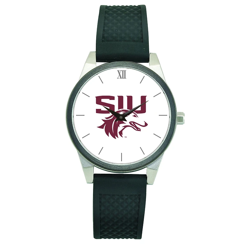 Women's Black Southern Illinois Salukis Silicone Strap Wristwatch