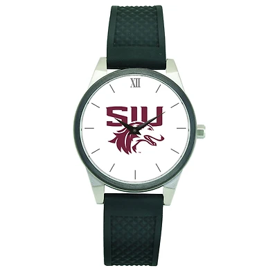 Women's Black Southern Illinois Salukis Silicone Strap Wristwatch