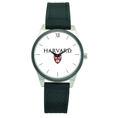 Women's Black Harvard Crimson Silicone Strap Wristwatch