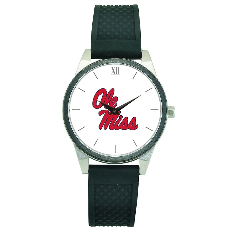Women's Black Ole Miss Rebels Silicone Strap Wristwatch