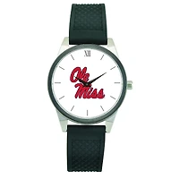 Women's Black Ole Miss Rebels Silicone Strap Wristwatch