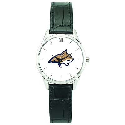 Women's Silver Montana State Bobcats Stainless Steel Watch with Leather Band
