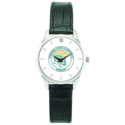 Women's Silver Norfolk State Spartans Stainless Steel Watch with Leather Band