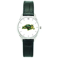 Women's Silver NDSU Bison Stainless Steel Watch with Leather Band