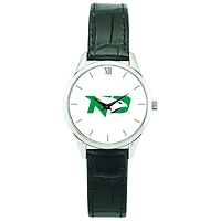 Women's Silver North Dakota Stainless Steel Watch with Leather Band