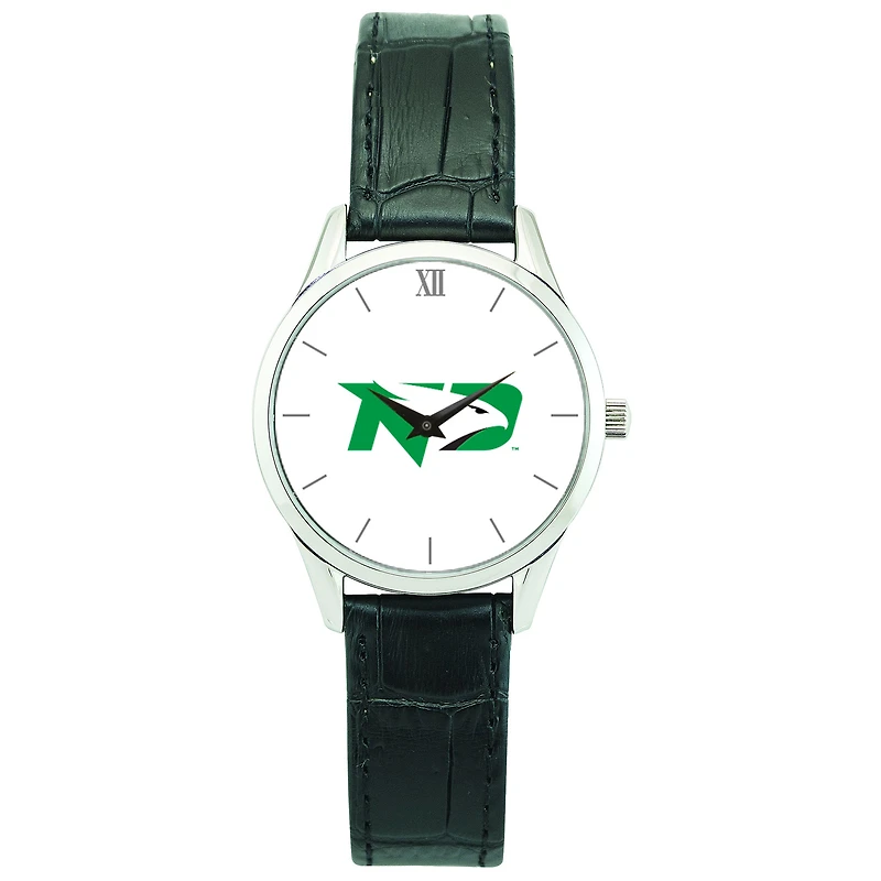 Women's Silver North Dakota Stainless Steel Watch with Leather Band