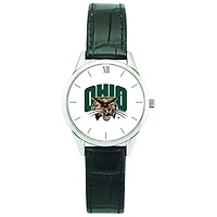 Women's Silver Ohio Bobcats Stainless Steel Watch with Leather Band