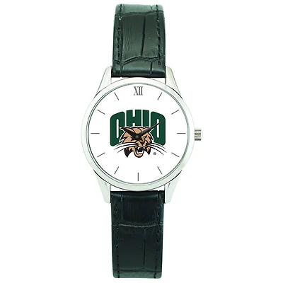 Women's Silver Ohio Bobcats Stainless Steel Watch with Leather Band