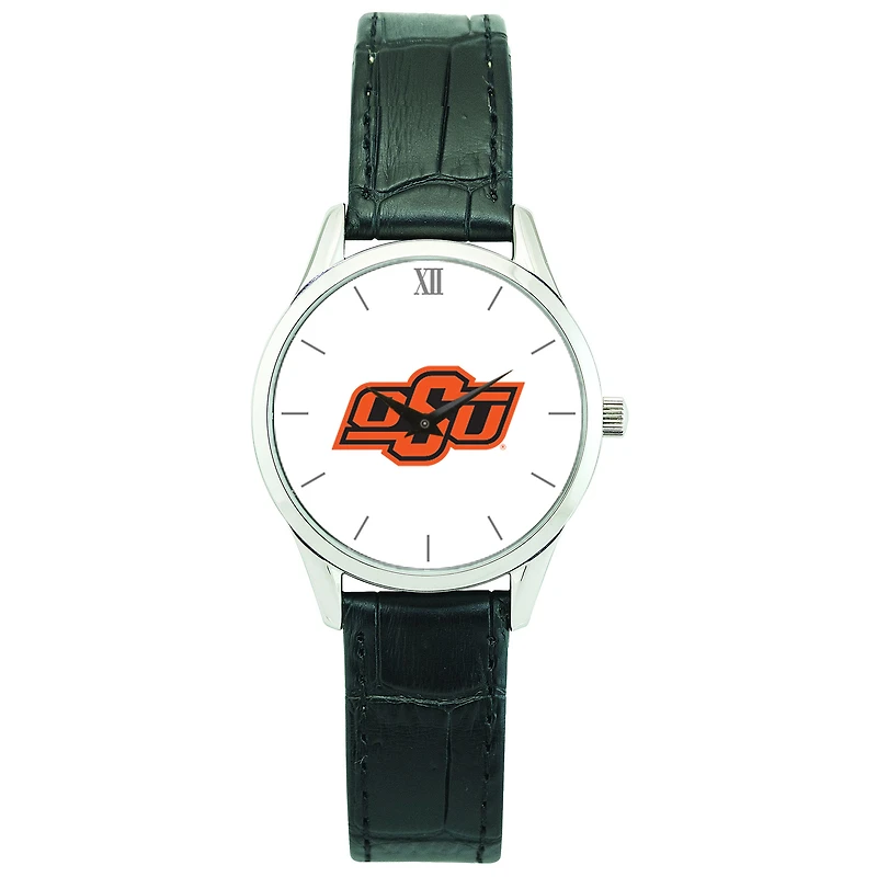 Women's Silver Oklahoma State Cowboys Stainless Steel Watch with Leather Band