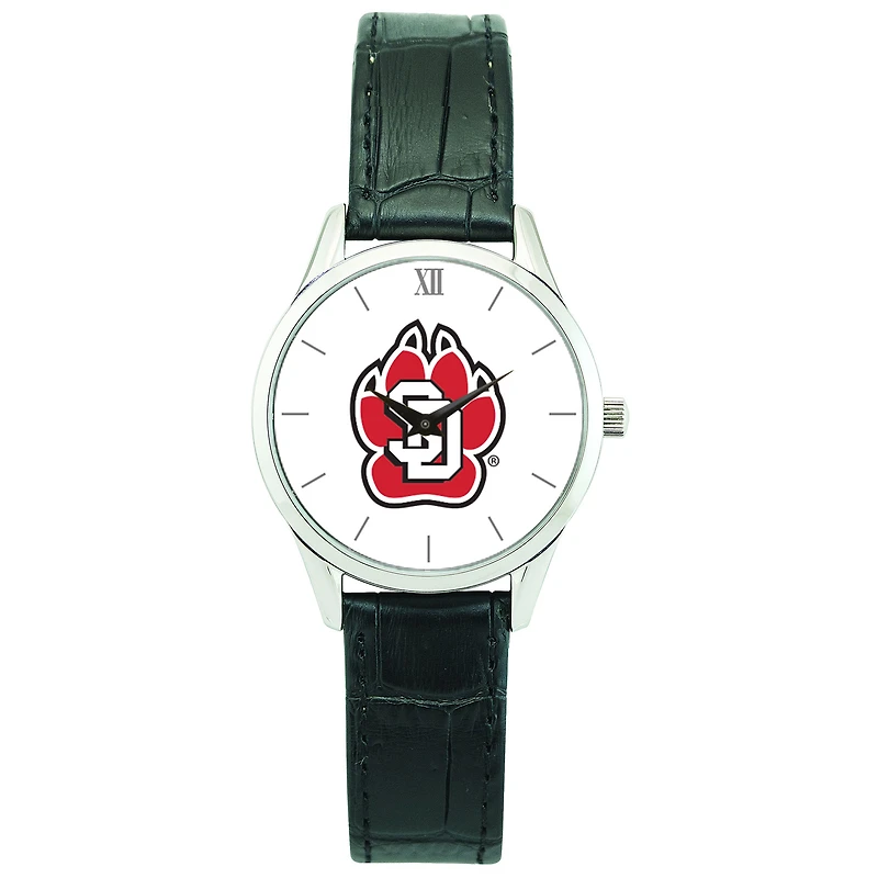 Women's Silver South Dakota Coyotes Stainless Steel Watch with Leather Band