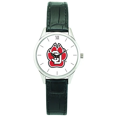 Women's Silver South Dakota Coyotes Stainless Steel Watch with Leather Band