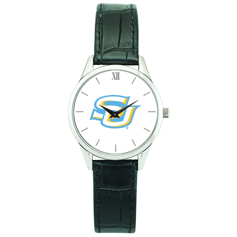 Women's Silver Southern University Jaguars Stainless Steel Watch with Leather Band