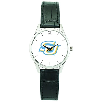 Women's Silver Southern University Jaguars Stainless Steel Watch with Leather Band