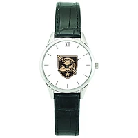 Women's Silver Army Black Knights Stainless Steel Watch with Leather Band