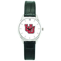 Women's Silver Utah Utes Stainless Steel Watch with Leather Band