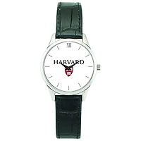 Women's Silver Harvard Crimson Stainless Steel Watch with Leather Band