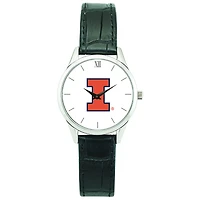 Women's Silver Illinois Fighting Illini Stainless Steel Watch with Leather Band