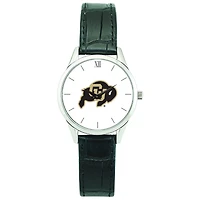 Women's Silver Colorado Buffaloes Stainless Steel Watch with Leather Band