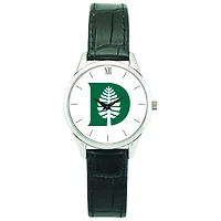 Women's Silver Dartmouth Big Green Stainless Steel Watch with Leather Band