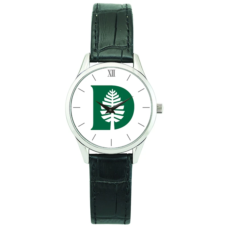 Women's Silver Dartmouth Big Green Stainless Steel Watch with Leather Band
