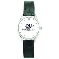 Women's Silver Jackson State Tigers Stainless Steel Watch with Leather Band