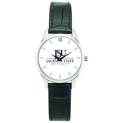 Women's Silver Jackson State Tigers Stainless Steel Watch with Leather Band