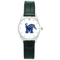 Women's Silver Memphis Tigers Stainless Steel Watch with Leather Band